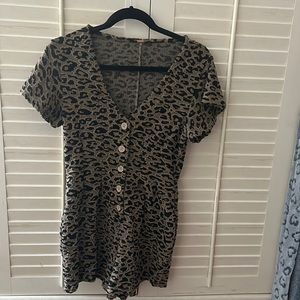 Free People Cheetah Print Romper With Pockets